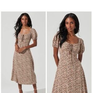 NWT - ASTR Brown Floral Midi Dress